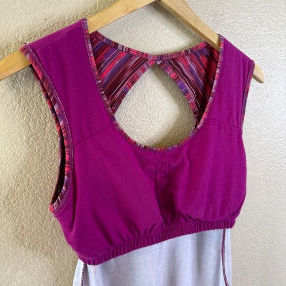 Prana Athletic Sport Tank Dress Womens Small Purple Spacedye Calico Built In Bra - Picture 8 of 11